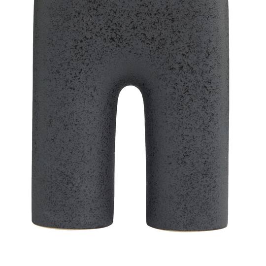 13" Black Ceramic Arched Abstract Vase